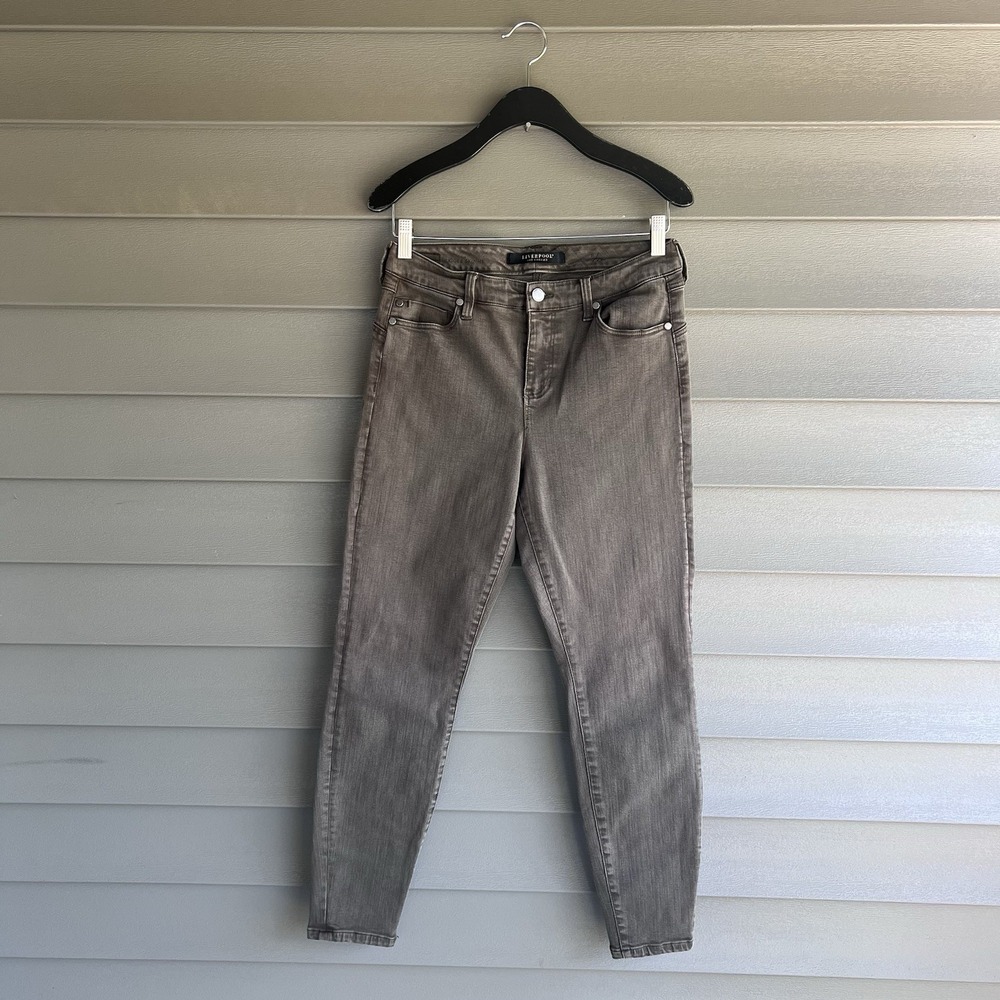 Liverpool Los Angeles Womens Jeans Size 8 Olive Night Skinny Slim Stretch Denim